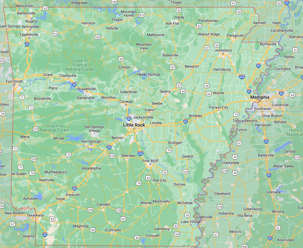 Arkansas Chicken Franchise map Chicken Franchise in Arkansas area map