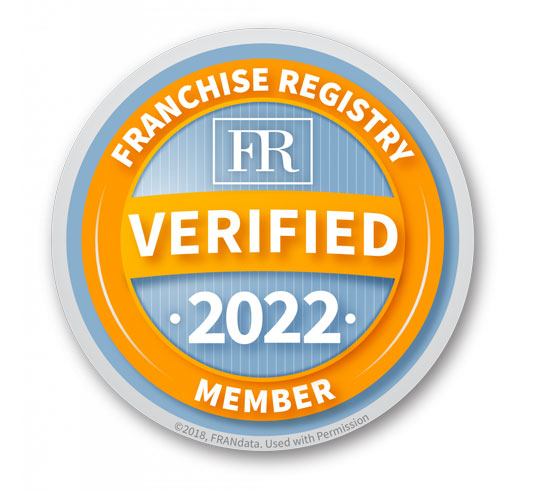 Circular badge with "FR Verified 2022" in the center, surrounded by "Franchise Registry Member" on an orange border, ideal for any reputable chicken franchise.