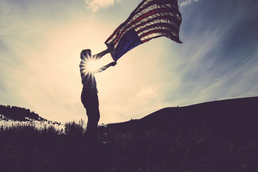 waving the American flag